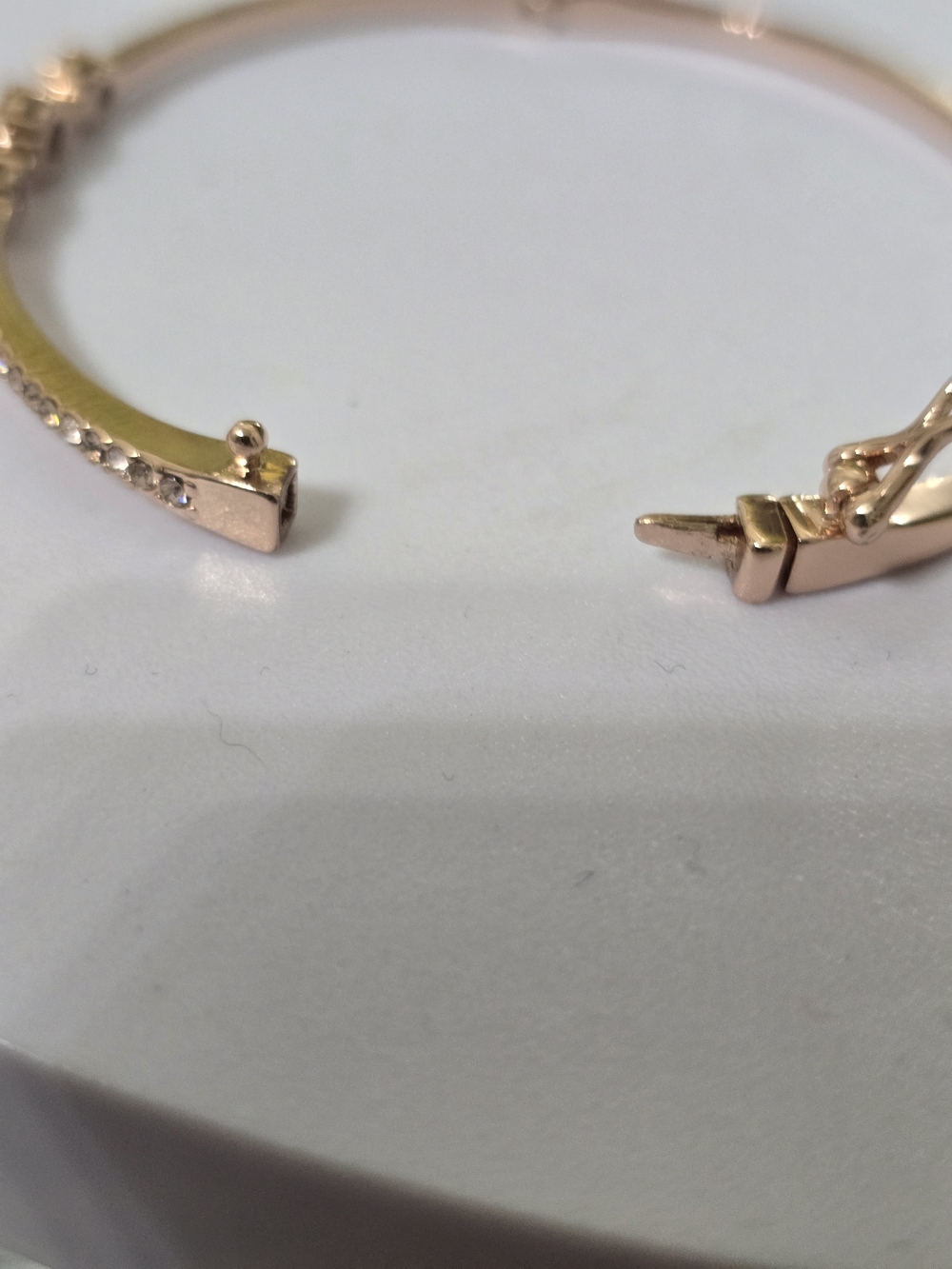 Givenchy Crystal Bangle Bracelet Rose Gold Tone Designer Rhinestone Cuff - Picture 8 of 9